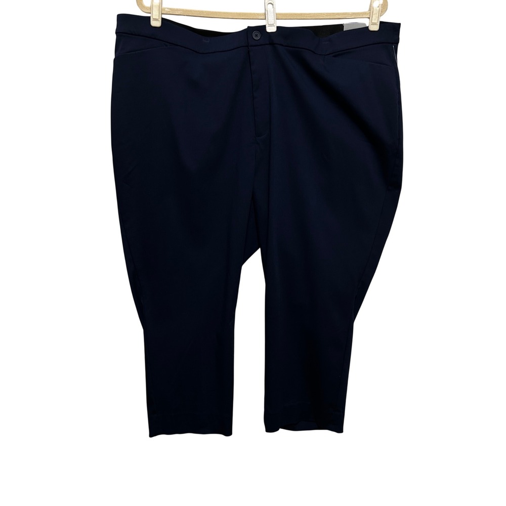 Catherines Women Business Casual‎ Capri 32W Navy Blue Universal Stretch Trousers